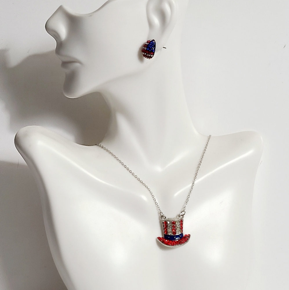 Patriotic Earrings And Necklace Combo